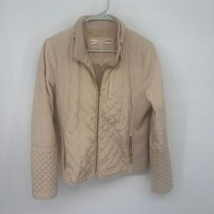 Tyler Boe Quilted Dragonfly Jacket Beige‎ Full Zip Women's Size L